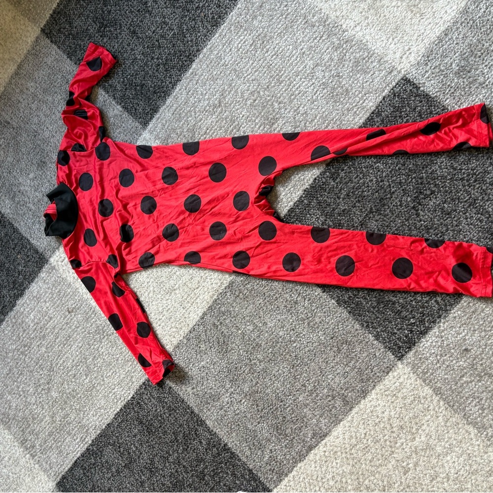 Red and Black Polka Dot Costume Bodysuit (lady bug and cat noir)